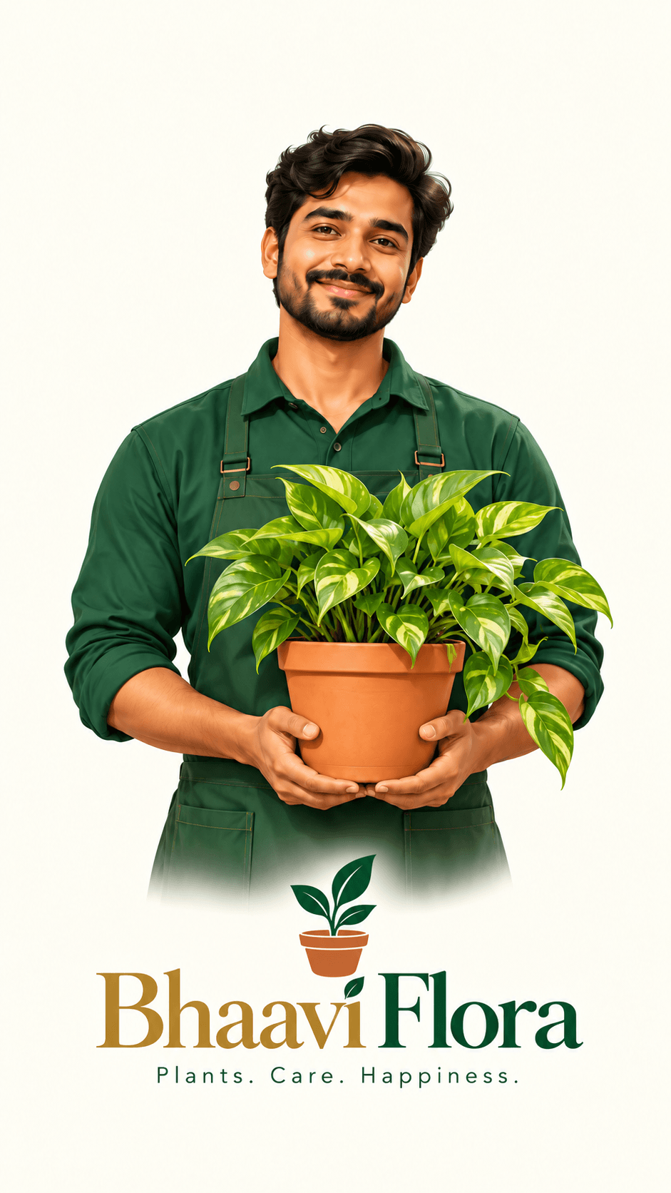 Bhaavi Flora — a gardener holding a potted plant