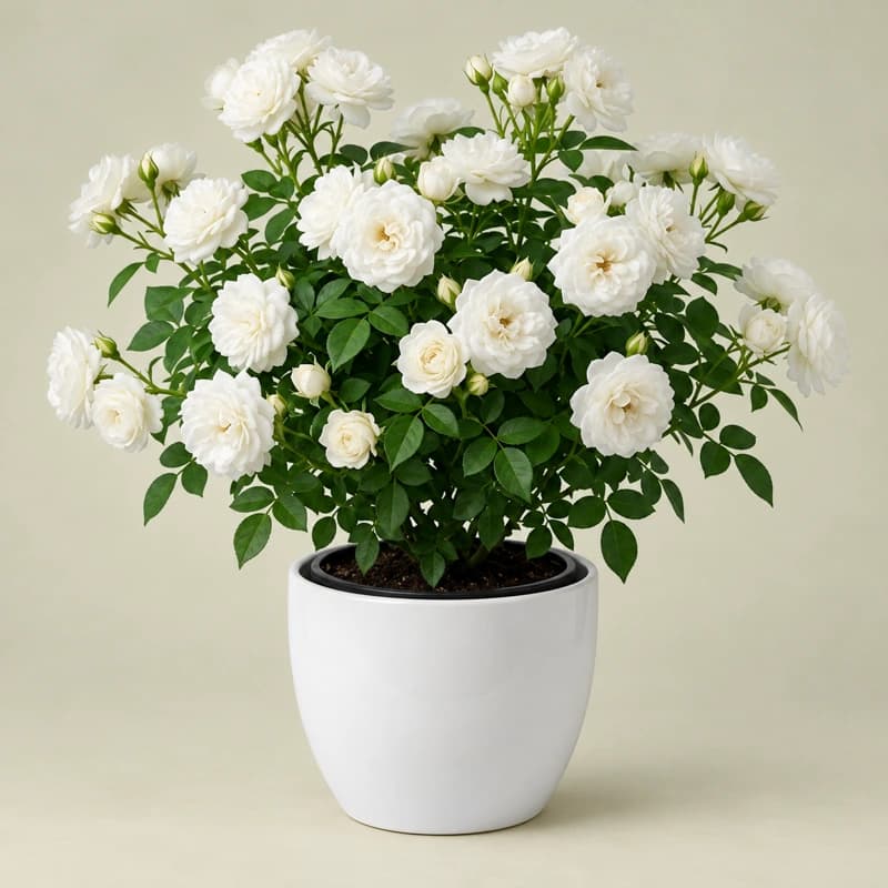 White Kashmiri Rose in 10 inches pot